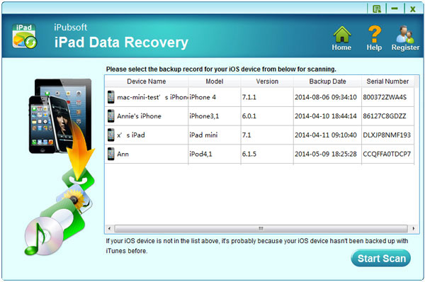 Click to view iPubsoft iPad Data Recovery 2.1.3 screenshot