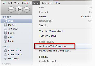 how do you authorize computer for itunes download