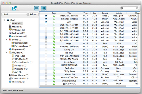 select to transfer ipod audiobooks to mac
