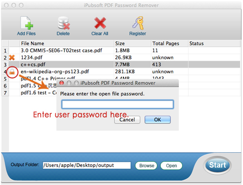 enter user password to break pdf security