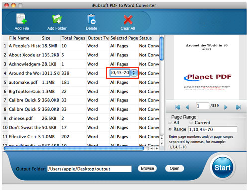 convert selected pages of pdf