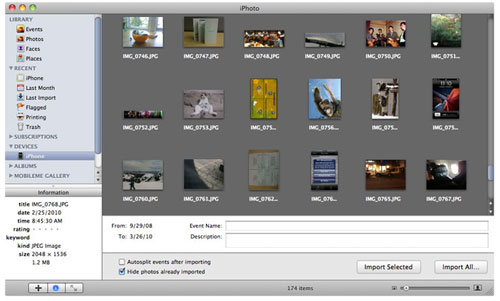 get photos from iphone to mac via iphoto