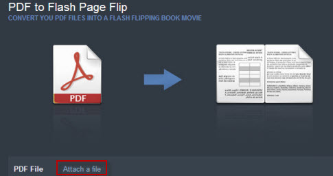 attach file to create pdf flash flipping book for free